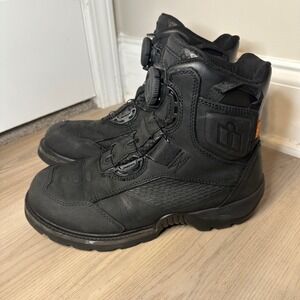 Icon Stormhawk Mens Waterproof Motorcycle Boots Black Size 9